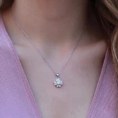 Çiçek Model Zirkon Taşlı Gümüş Set thumbnail 2