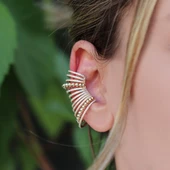 Ear Cuff Zirkon Taşlı Gold Kaplama Gümüş Küpe thumbnail 1