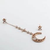 Apm Modeli Rose Gold Kaplama Moon Gümüş Küpe thumbnail 3