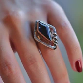 Safir Taşlı Gümüş Otantik Tasarım Yüzük thumbnail 2