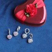 Kalp Pndr Zirkon Taşlı Gümüş Küpe thumbnail 5