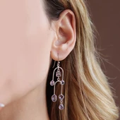 Ametist Taşlı Tasarım Otantik Gümüş Küpe thumbnail 3