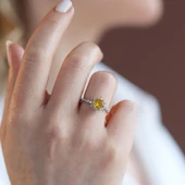 Lotus Çiçeği Sitrin Taşlı Gümüş Set thumbnail 4