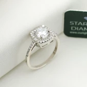 Oval Montür 3.00 ct Starlight Diamond Gümüş Takım thumbnail 2