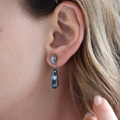 Mavi Swarovski Taşlı Su Damlası Gümüş Küpe thumbnail 2