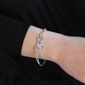 İkon Modeli Zirkon Taşlı Gümüş Bileklik thumbnail 1