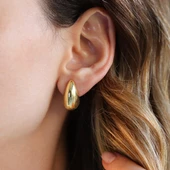 Bottega Damla Gold Kaplama Gümüş Küpe thumbnail 2