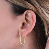 Zirkon Taşlı Gold Kaplama Halka Gümüş Küpe thumbnail 4