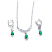 Damla Yeşil Zirkon Taşlı Gümüş Set thumbnail 2
