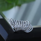 Ear Cuff Zirkon Taşlı Rodyum Kaplama Gümüş Küpe thumbnail 4