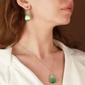 Kedi Gözü Taşlı Damla Model Gümüş Set thumbnail 1