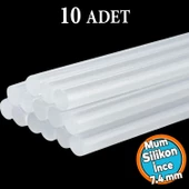 10 ADET İnce Mum Silikon 7.4 mm Çubuk Sıcak Silikon Hobi Süs Hediyelik Eşya Maket Yapıştırma Slikon - 1
