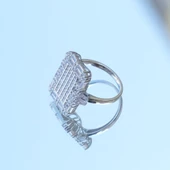 Square Kesim Baget Taşlı Gümüş Yüzük thumbnail 3