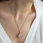 Apm Monaco Model Deniz Çapası Renkli Zirkon Taşlı Rose Gold Kaplama Gümüş Set thumbnail 4