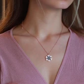 Apm Monaco Çiçek Model Zirkon Taşlı Rose Gold Kaplama Gümüş Set thumbnail 2