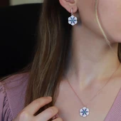 Apm Monaco Çiçek Model Zirkon Taşlı Rose Gold Kaplama Gümüş Set thumbnail 1