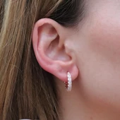 Zirkon Taşlı Rose Gold Kaplama Halka Gümüş Küpe thumbnail 1