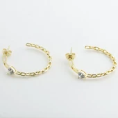 Kalp Modeli Gold Kaplama Zincir Halka Küpe thumbnail 4