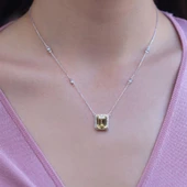 Sitrin Taşlı 925 Ayar Gümüş Pırlanta Montür Takım - 3