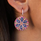 Apm Monaco Modeli Yuvarlak Renkli Zirkon Taşlı Rose Gold Kaplama Set thumbnail 3