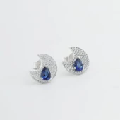 Apm Modeli Safir Taşlı Moon Gümüş Küpe thumbnail 3