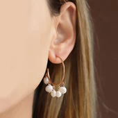 Rose Gold Kaplama İnci Halka Gümüş Küpe thumbnail 1