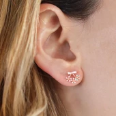 Mini Renkli Çiçek Fiyonk Modeli Rose Gold Kaplama Gümüş Küpe thumbnail 1