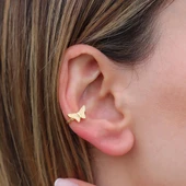 Kelebek Modeli Gold Kaplama Gümüş Kıkırdak thumbnail 3