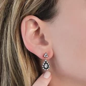 Elmas Montür Zirkon Taşlı Damla Model Rose Gold Kaplama Gümüş Set thumbnail 4