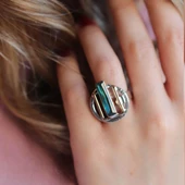 Peridot Taşlı 925 Ayar Gümüş Otantik Tasarım Yüzük thumbnail 1