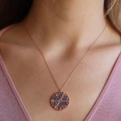 Apm Monaco Modeli Yuvarlak Renkli Zirkon Taşlı Rose Gold Kaplama Set thumbnail 2