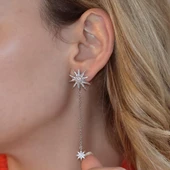 Kutup Yıldızı Zirkon Taşlı Sallantılı Gümüş Küpe thumbnail 2