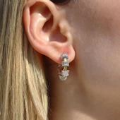 Mediate Stone Gold Kaplama Gümüş Halka Küpe thumbnail 3