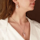 Kedi Gözü Taşlı Tasarım Gümüş Set thumbnail 1