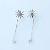 Kutup Yıldızı Zirkon Taşlı Sallantılı Gümüş Küpe thumbnail 4