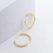 İç ve Dışı Zirkon Taşlı Gold Kaplama 2 cm Halka Gümüş Küpe thumbnail 3