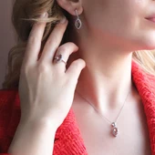 Mekik Modeli Zultanit Taşlı Gümüş Set thumbnail 1