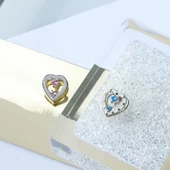 Queen Beyaz Kalp Çift Taraflı Gümüş Küpe thumbnail 5