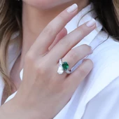 Zümrüt Taşlı Serpent Gümüş Yüzük thumbnail 2