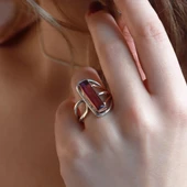 Lal Taşlı El İşli Otantik 925 Ayar Gümüş Yüzük thumbnail 1