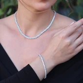 Kalpli Zirkon Taşlı Su Yolu Gümüş Set thumbnail 1