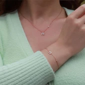 Şans Nalı Figürlü Zirkon Taşlı Mine İşli Rose Gold Kaplama Gümüş Takım thumbnail 1