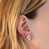 Çift Taraflı Kite Gümüş Küpe thumbnail 5