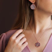 Apm Monaco Modeli Yuvarlak Renkli Zirkon Taşlı Rose Gold Kaplama Set thumbnail 1