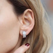 Alice Çift Taraflı Renkli Mine İşli Gümüş Halka Küpe thumbnail 2