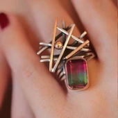 Mistik Topaz Taşlı Otantik Tasarım Yüzük thumbnail 1