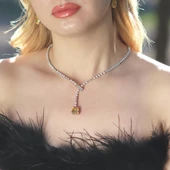 Vintage Sitrin Kare Taşlı Gerdanlık thumbnail 1