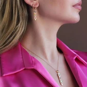 Apm Modeli Gold Kaplam Renkli Zirkon Taşlı Gümüş Set thumbnail 1