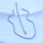 Mekik Modeli Zirkon Taşlı Su Yolu Gümüş Set thumbnail 4