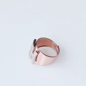 H Harfi Baget Taşlı Rose Gold Kaplama Gümüş Yüzük thumbnail 2